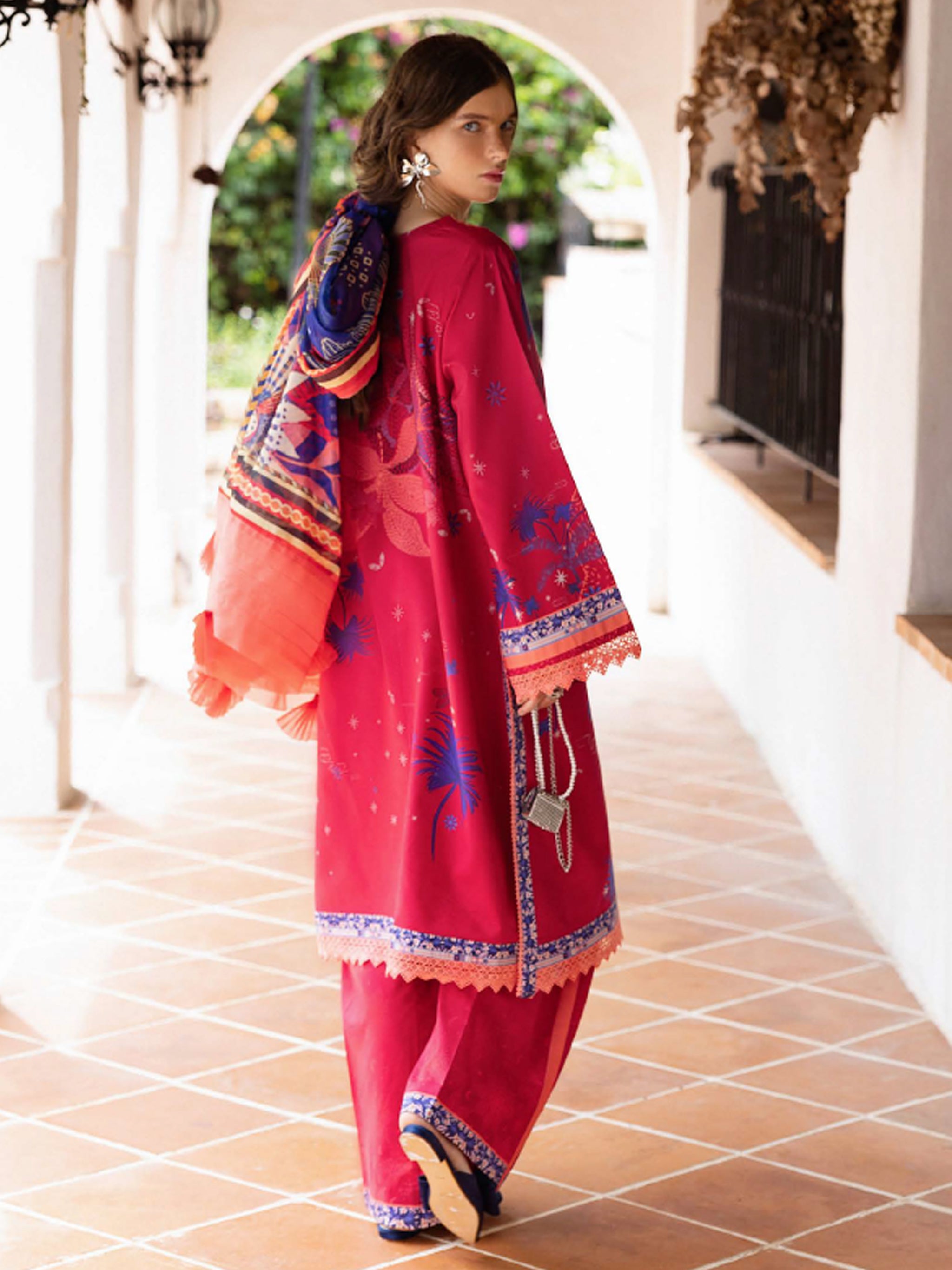 Cambric Cotton – “Voz Dulce” by Mushq cotton Pakistani suit detail view M&M Couture USA